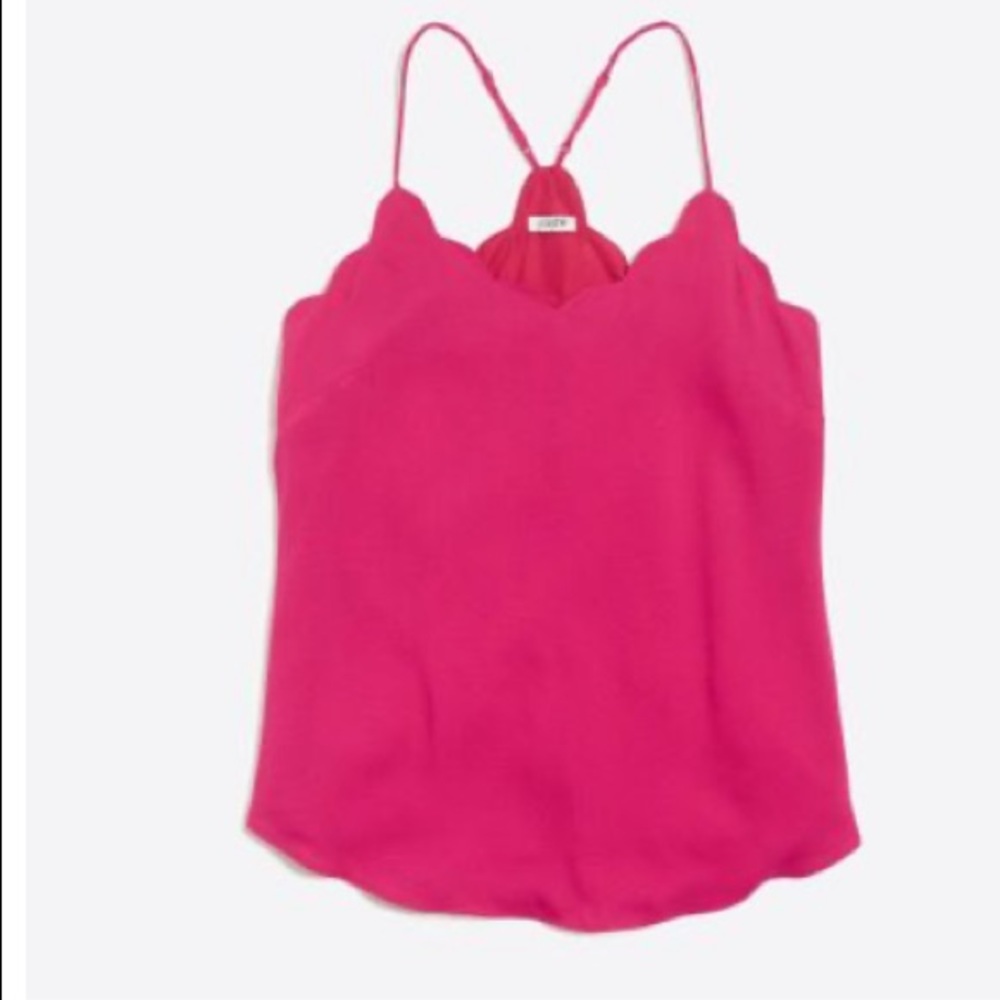 Jcrew factory hot pink scallop tank top